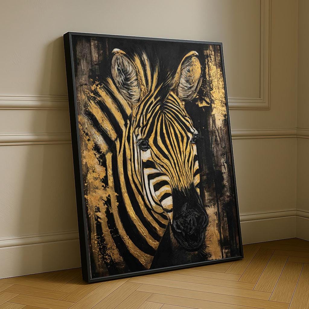 Image 4 of Bold Zebra Portrait Canvas Wall Art Print | Modern African Wildlife Bedroom Wall Decor | Statement Piece