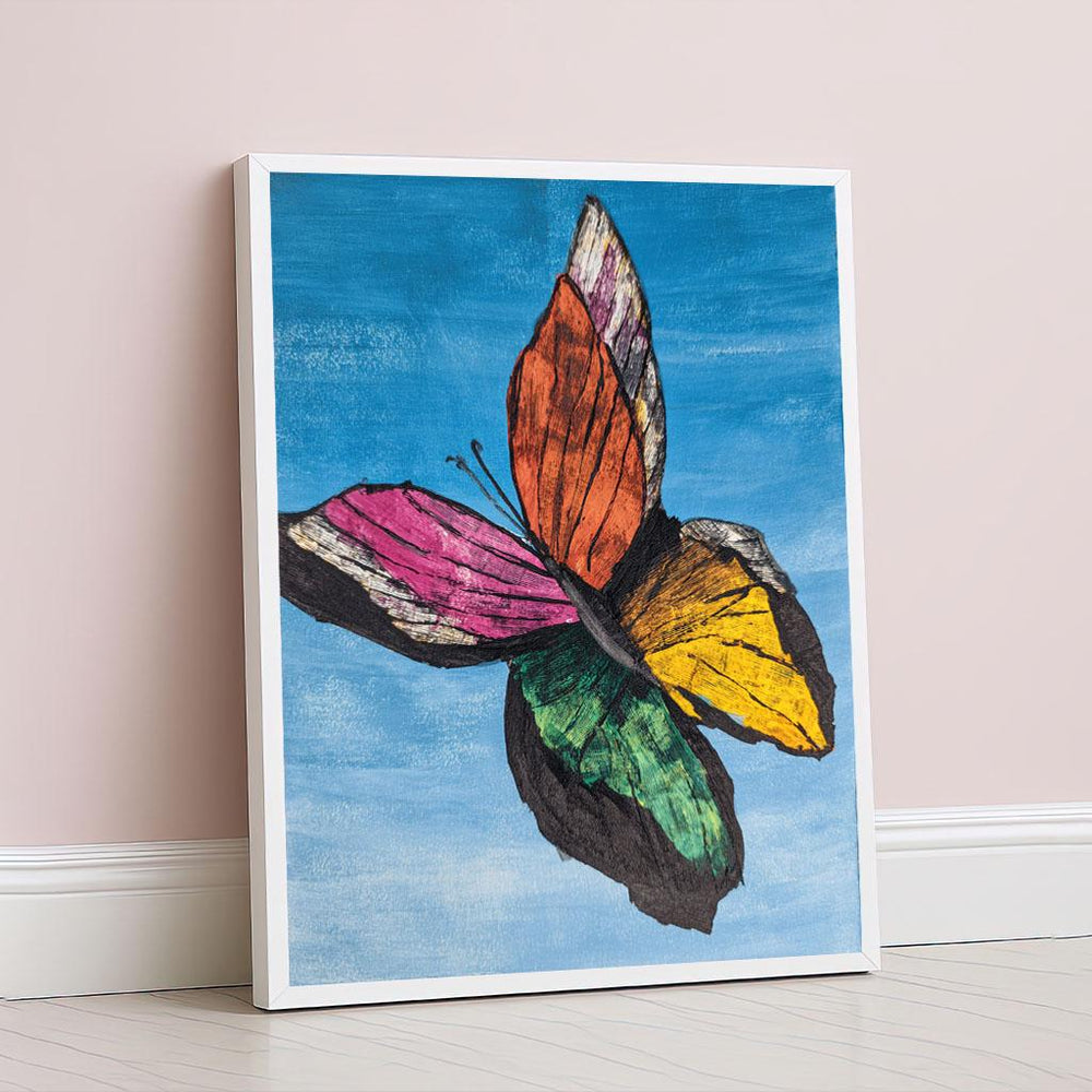 Colorful Butterfly Abstract Canvas Wall Art Print  Vibrant Living Room Decor  Statement Piece for Modern Art Lovers