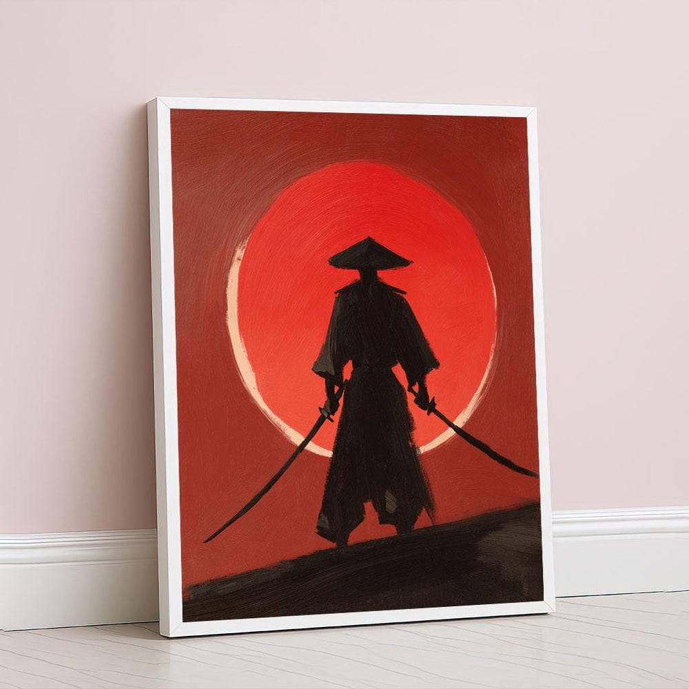 Bold Samurai Warrior Canvas Wall Art Print  Red and Black Living Room Decor  Statement Piece for Modern Art Lovers
