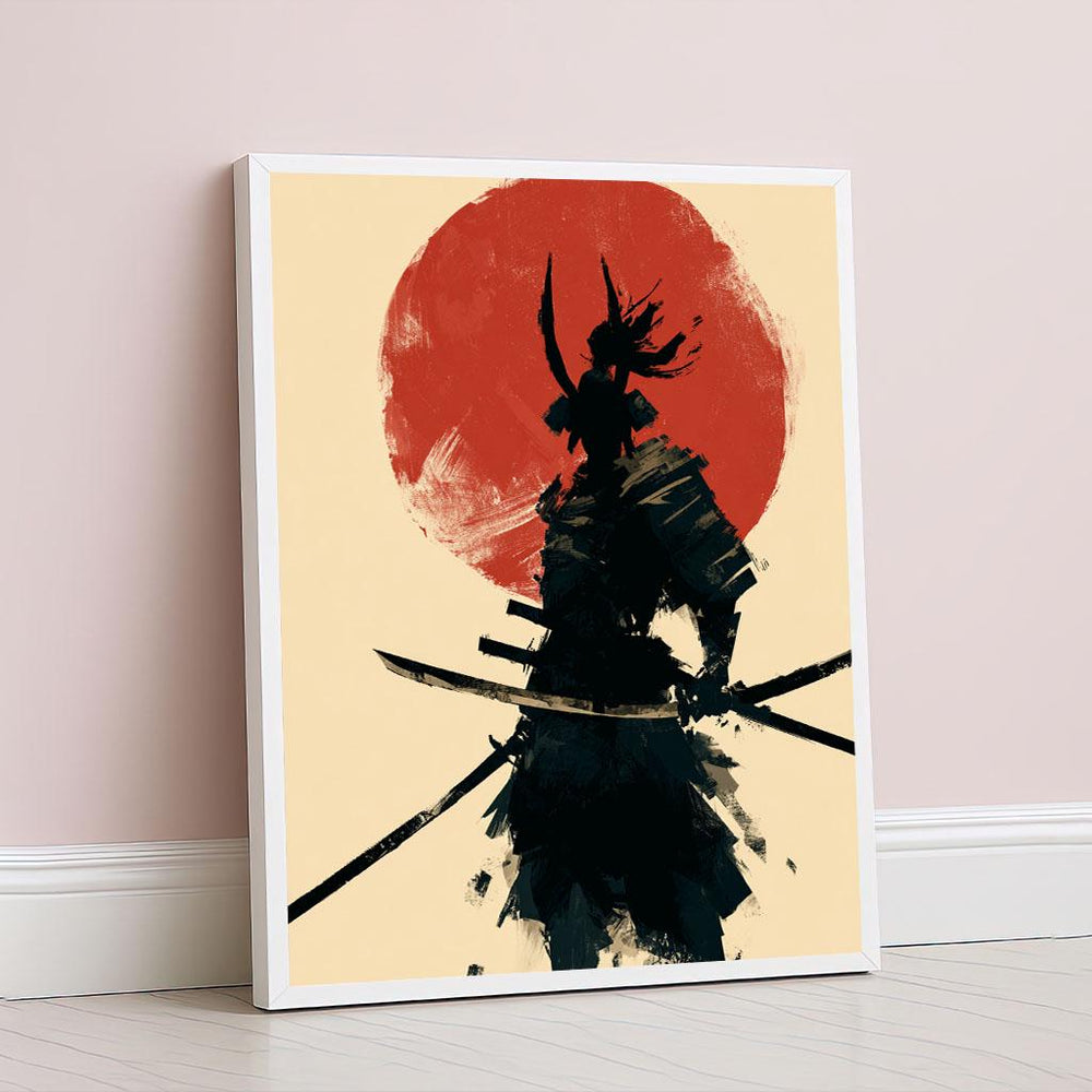 Empowered Samurai Warrior Canvas Wall Art Print  Bold Japanese Style Living Room Decor  Statement Piece