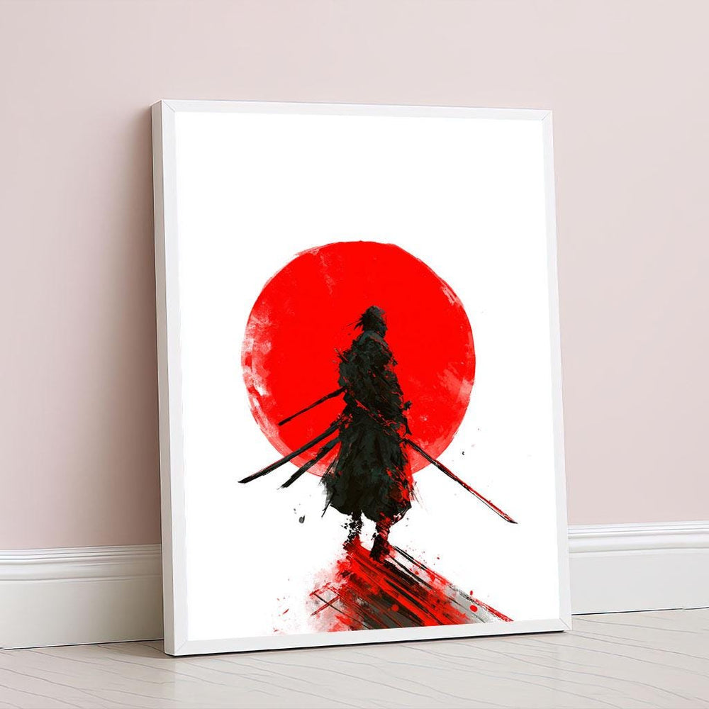 Powerful Samurai Warrior Canvas Wall Art Print  Bold Japanese Style Living Room Decor  Statement Piece