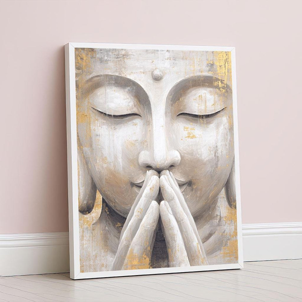 Tranquil Buddha Portrait Canvas Wall Art Print  Modern Zen Living Room Decor  Ready to Hang
