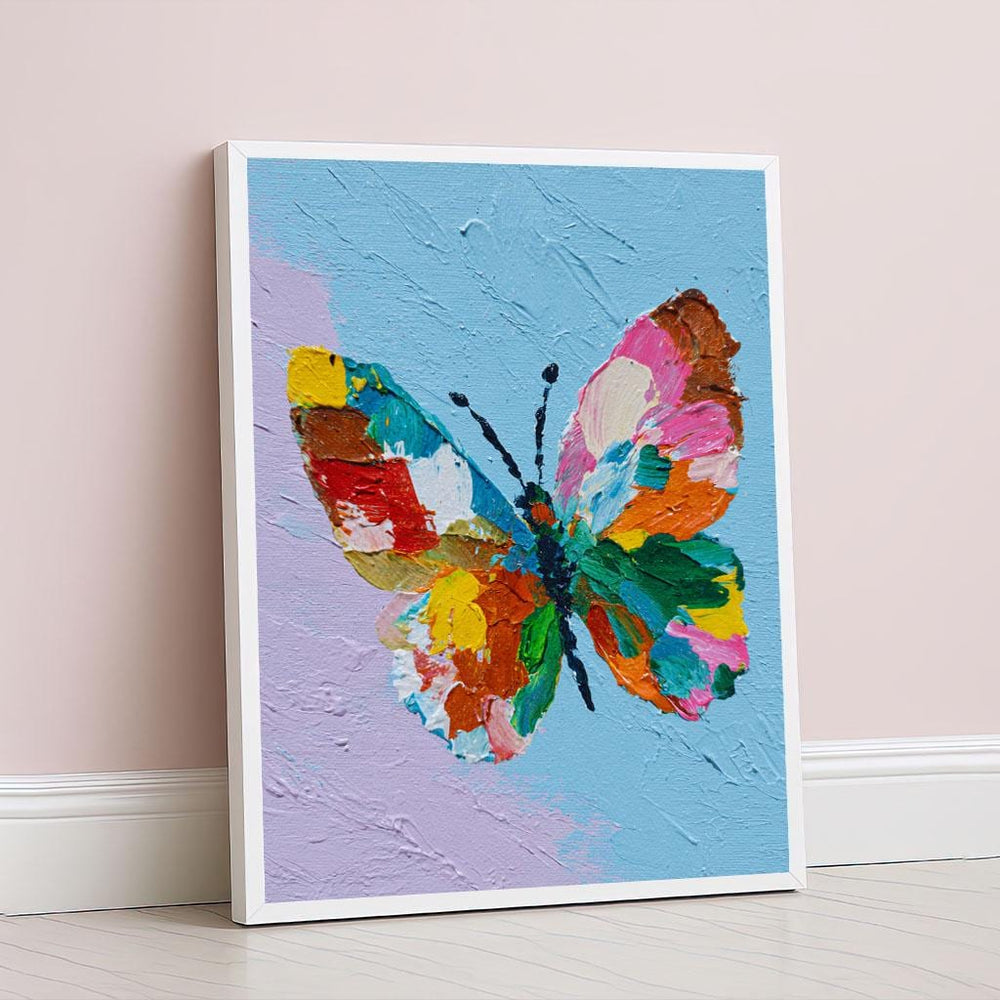 Colorful Butterfly Abstract Canvas Wall Art Print  Modern Living Room Decor  Ready to Hang