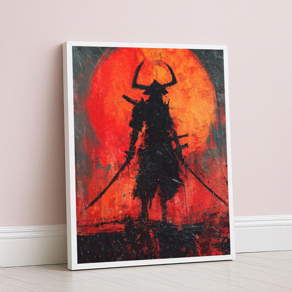 Samurai Warrior Canvas Wall Art Print  Bold Abstract Japanese Living Room Decor  Statement Piece
