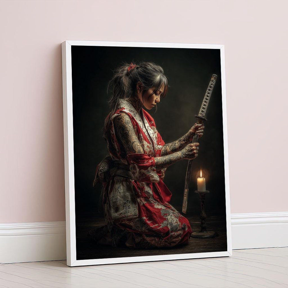 Samurai Warrior Canvas Wall Art Print  Traditional Japanese Bedroom Wall Decor  Statement Piece
