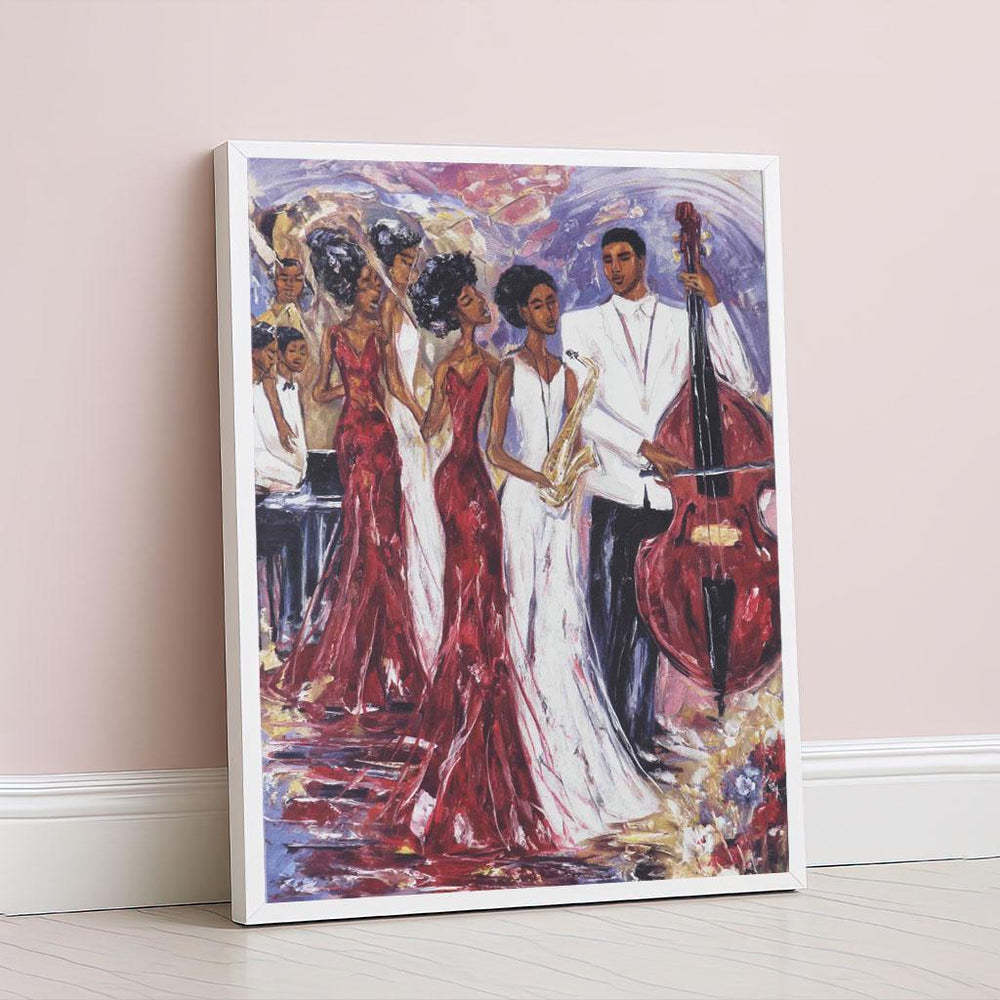 Elegant Jazz Ensemble Canvas Wall Art Print  Abstract Music Living Room Decor  Statement Piece for Modern Art Lovers