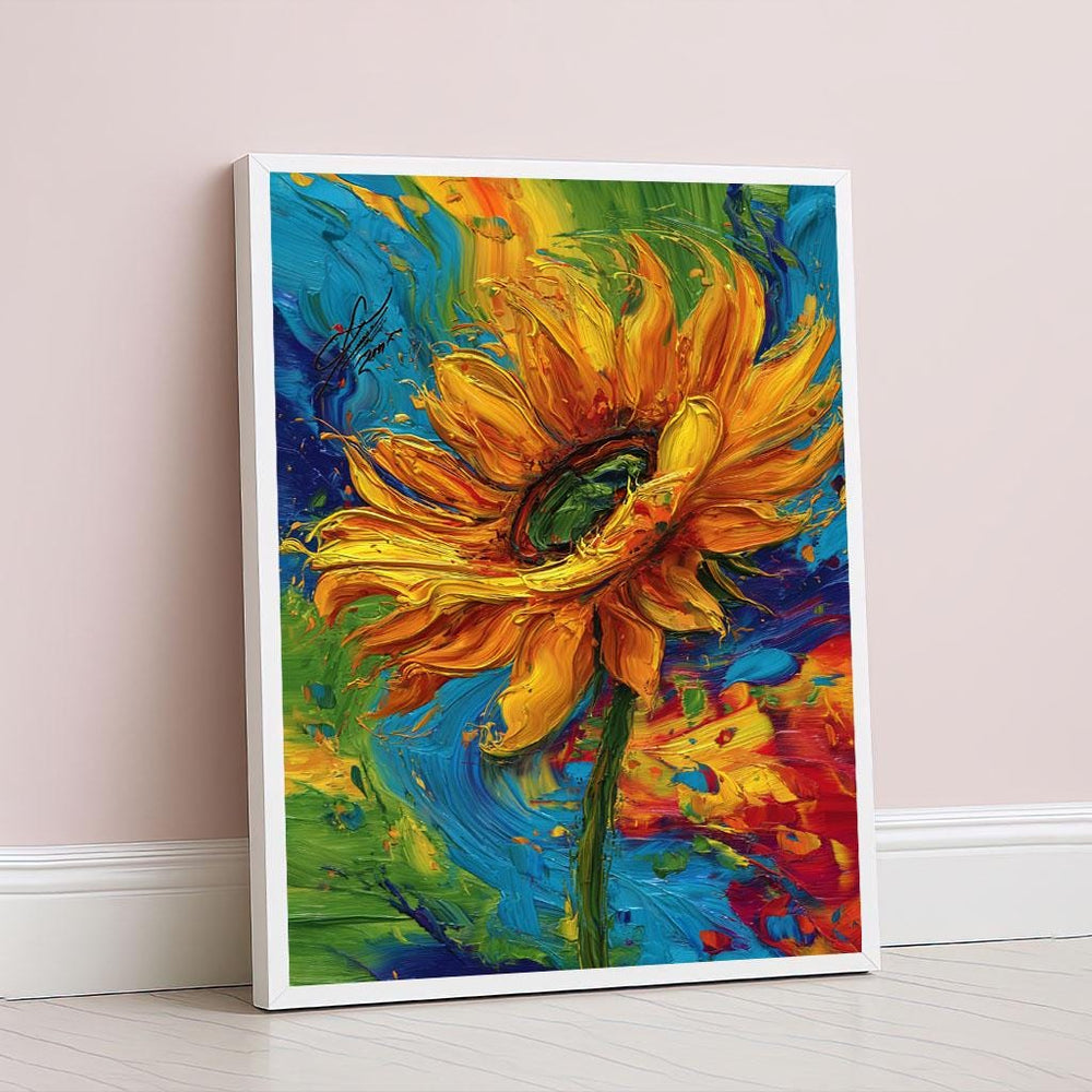 Vibrant Sunflower Abstract Canvas Wall Art Print  Colorful Living Room Decor  Statement Piece for Art Collectors