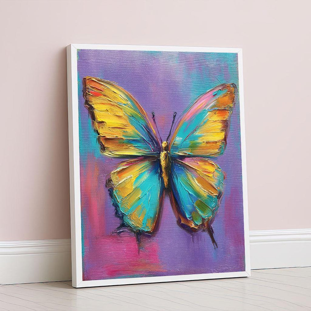 Colorful Butterfly Abstract Canvas Wall Art Print  Vibrant Living Room Decor  Ready to Hang