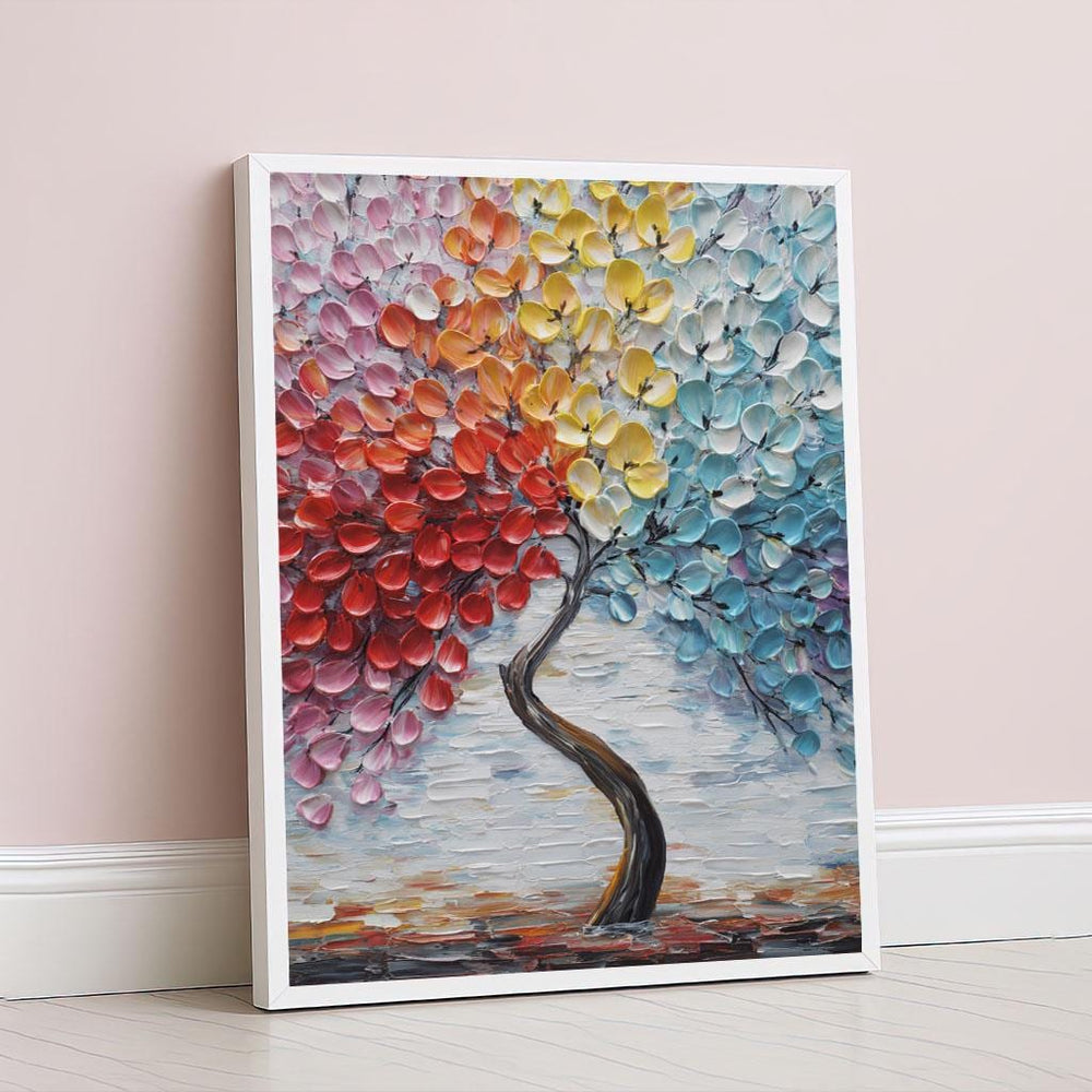 Colorful Abstract Tree Canvas Wall Art Print  Vibrant Living Room Decor  Statement Piece for Modern Art Lovers