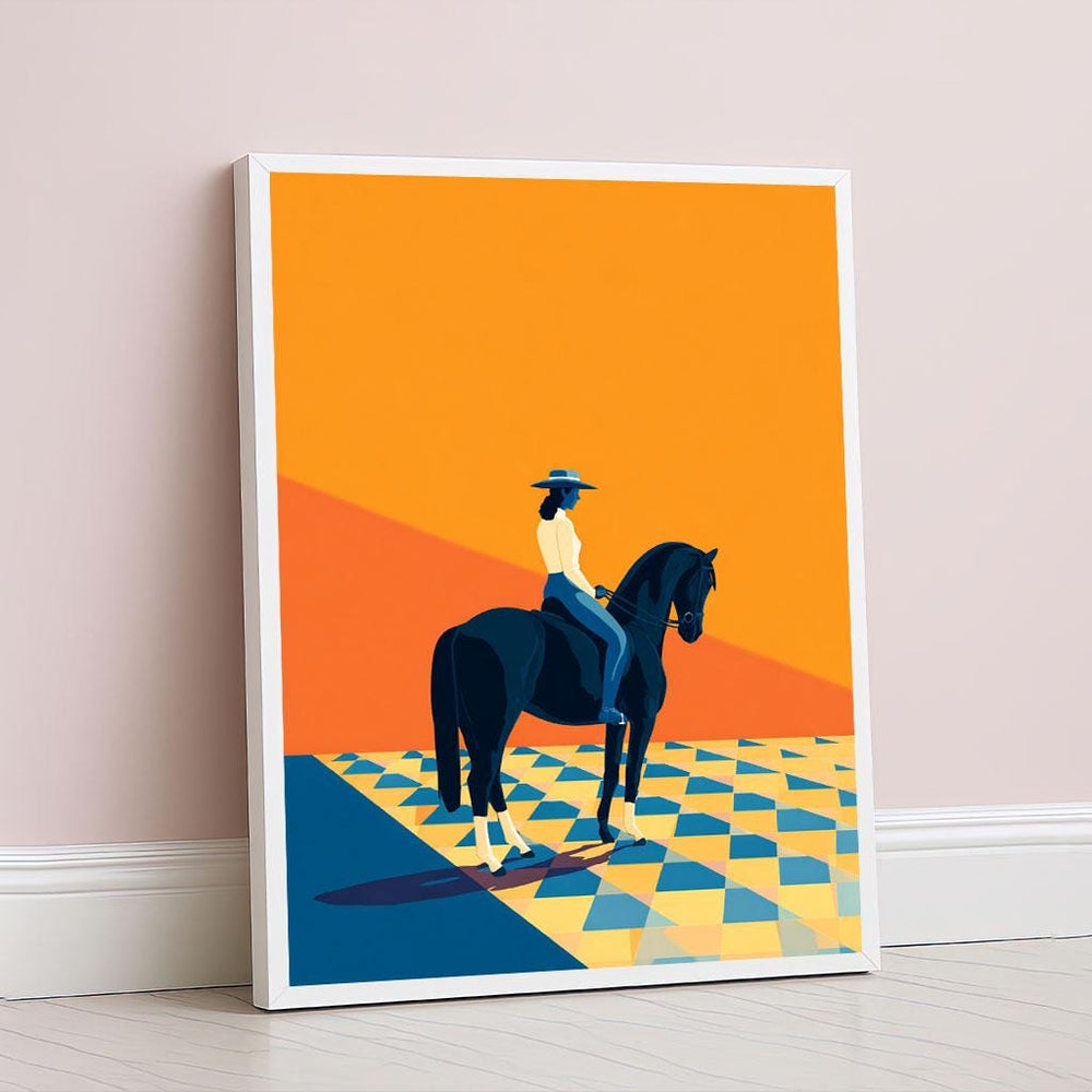 Modern Horse Rider Canvas Wall Art Print  Vibrant Abstract Living Room Decor  Statement Piece