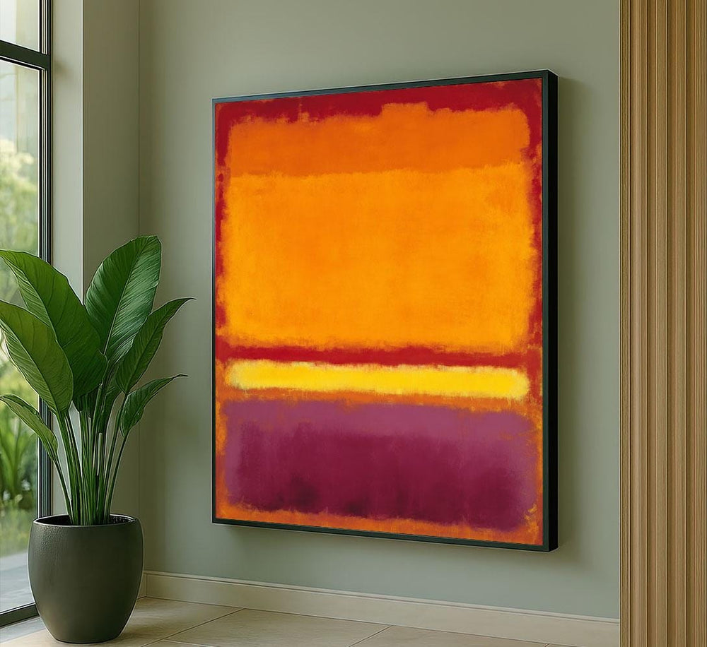 Mark Rothko Inspired Orange and Purple Canvas Bold Color Field Painting Reproduction for Modern Living Room Decor