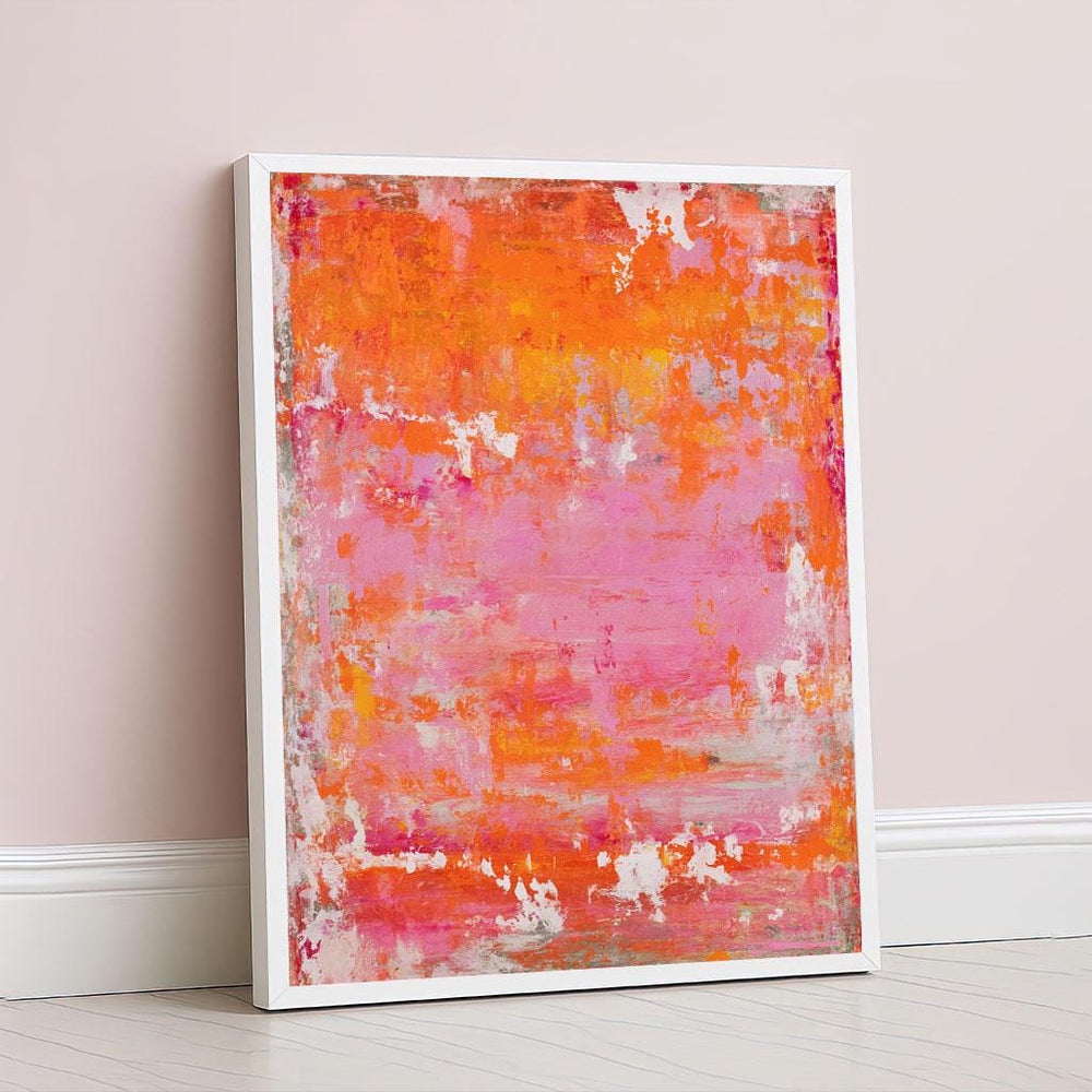 Vibrant Abstract Expressionist Canvas Wall Art Print  Pink & Orange Living Room Decor  Statement Piece for Modern Art Lovers