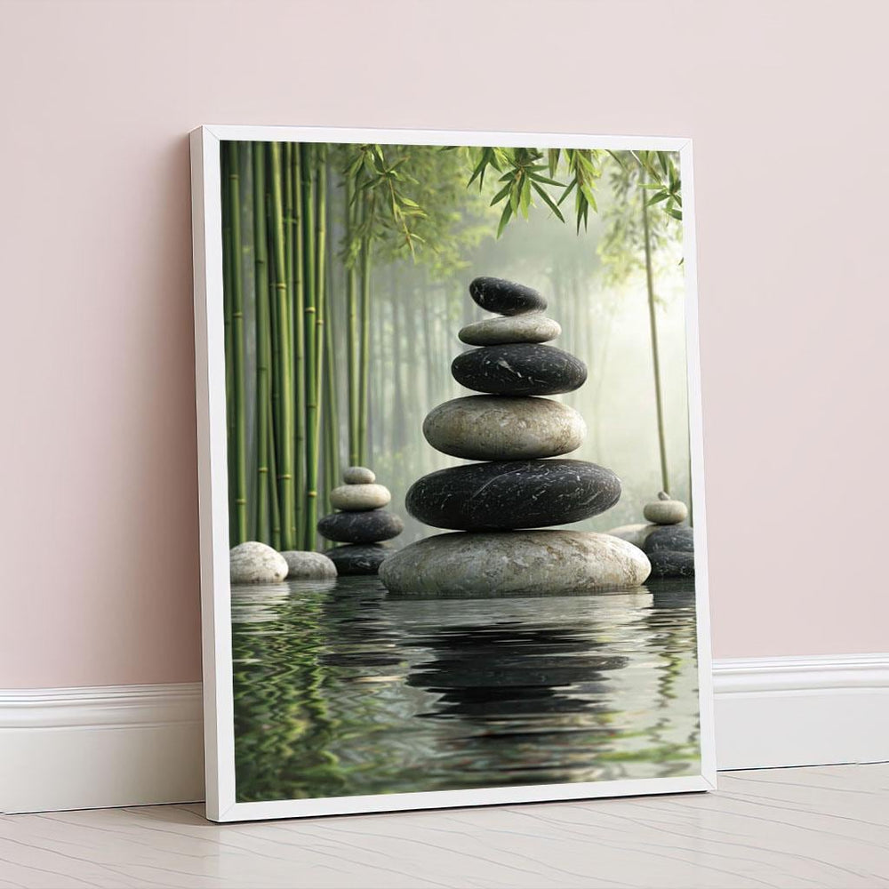Serene Zen Stones Canvas Wall Art Print  Minimalist Spa Decor for Living Room  Tranquil Gift