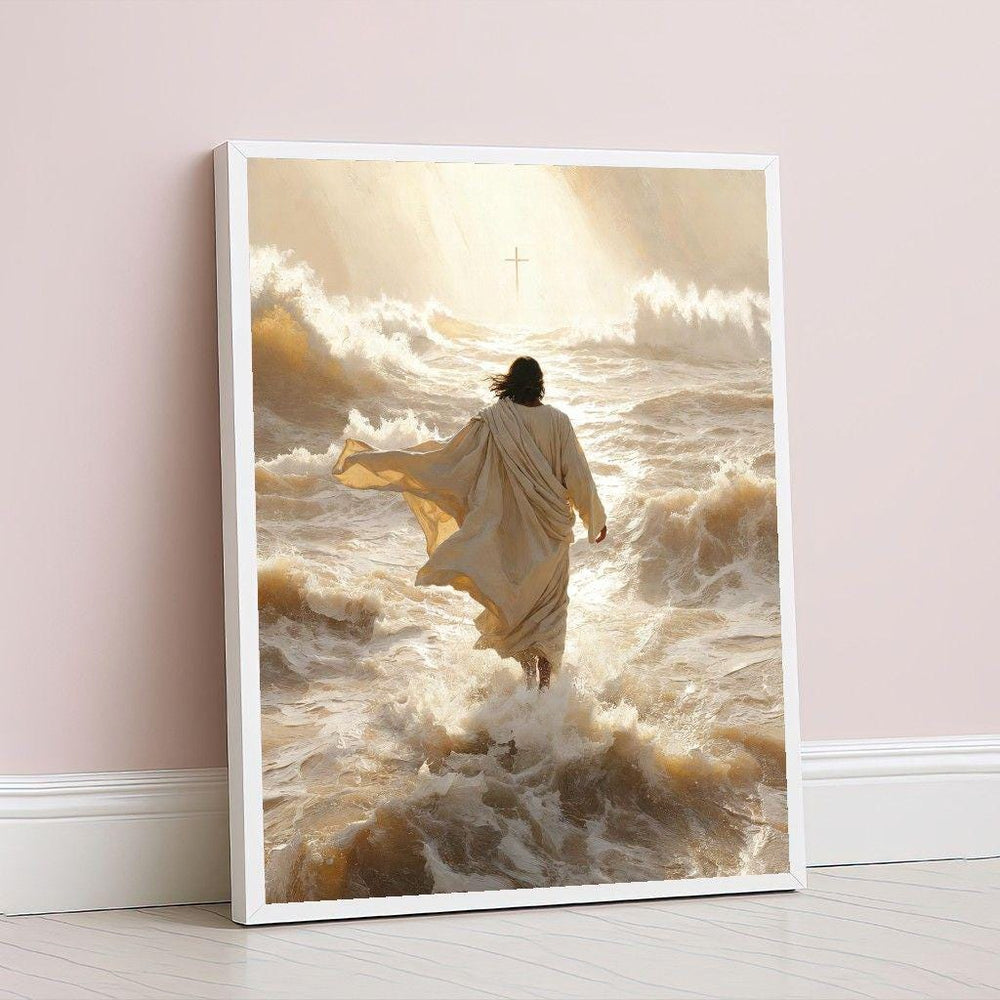 Jesus Walking on Water Canvas Art, Religious Wall Art