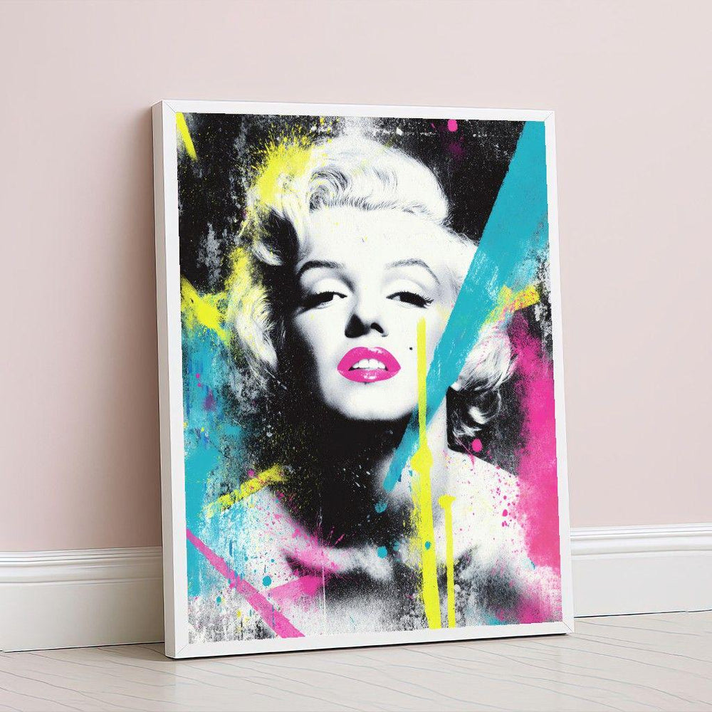 Marilyn Monroe Neon Pop Art Canvas Wall Art, Portrait Wall Art