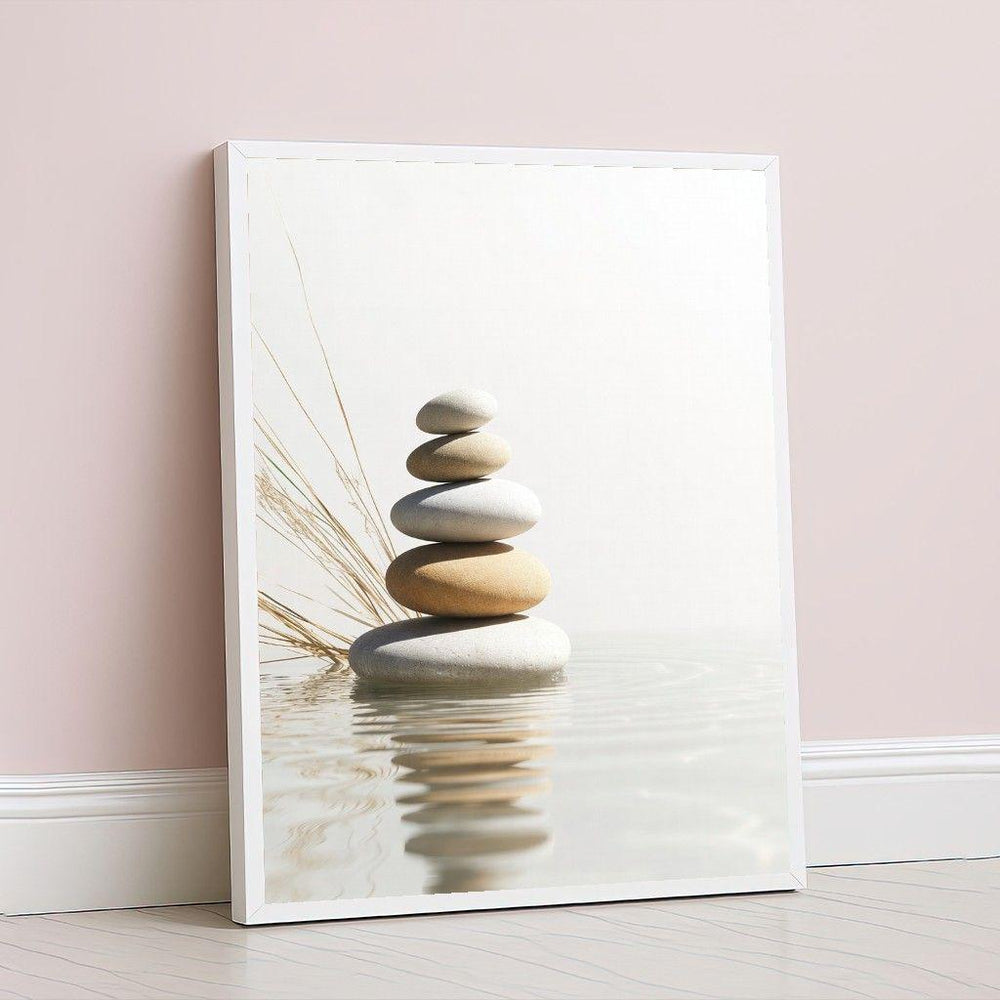 Pebble Stack Zen Canvas Print, Minimalist Wall Art