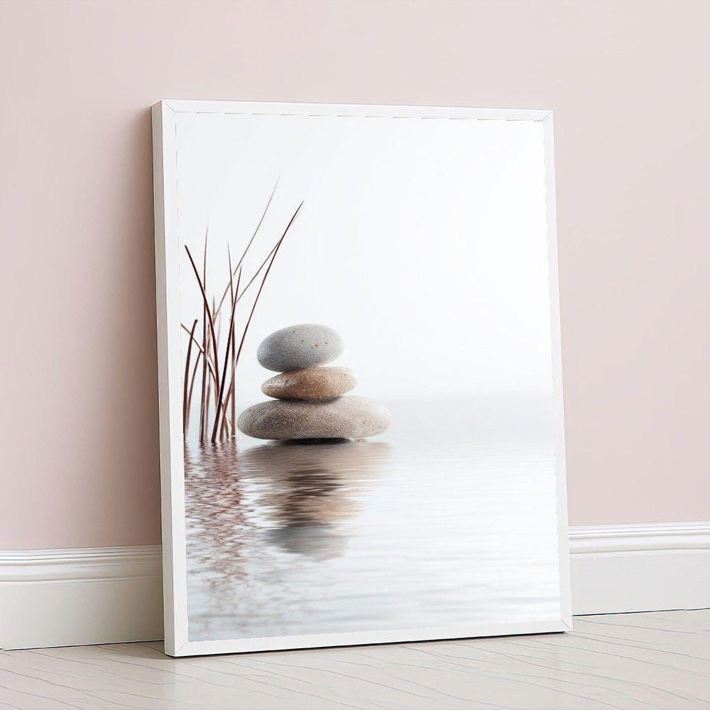 Neutral Stone Zen Canvas Print, Minimalist Wall Art
