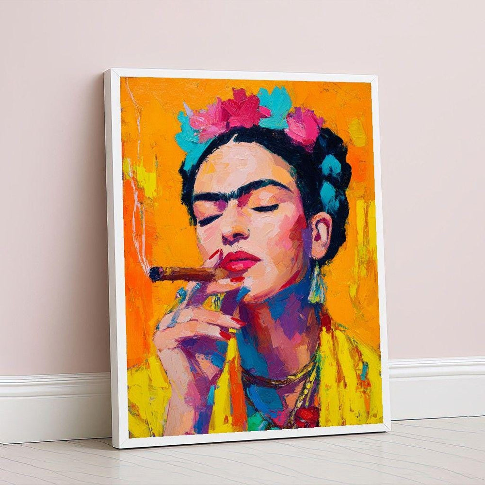 Colorful Frida Kahlo Canvas Wall Art, Portrait Art