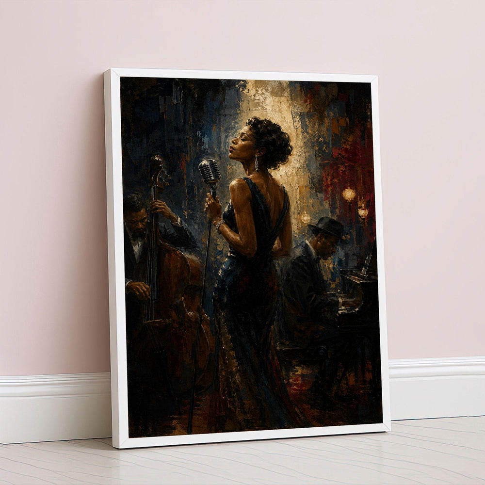 Jazz Singer Portrait Framed Wall Art, Music Canvas Print, Vintage Living Room Decor