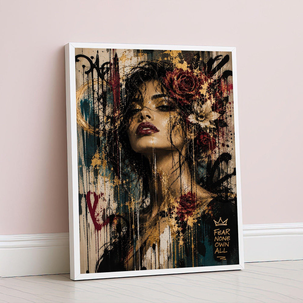 Marilyn Monroe Pop Art Canvas Wall Art, Bold Floral Portrait Print, Retro Glam Living
