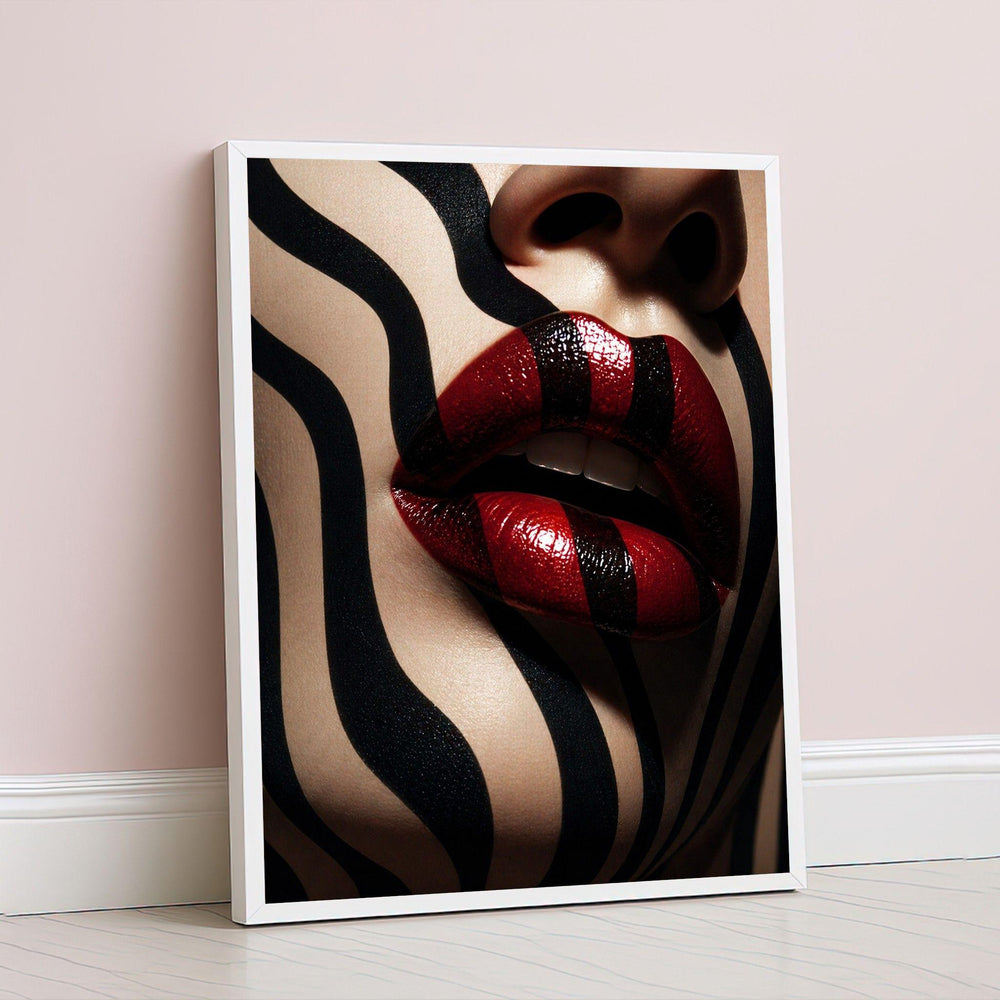 Marilyn Monroe Pop Art Canvas Print, Bold Red Black Lipstick Portrait Wall Art, Retro Glam Living