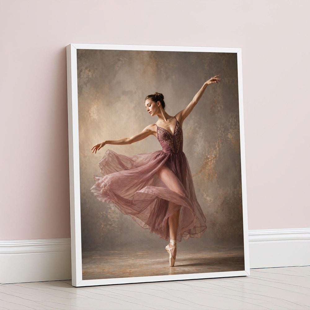 Ballet Dancer Framed Wall Art, Graceful Movement Canvas Print, Living Room Decor