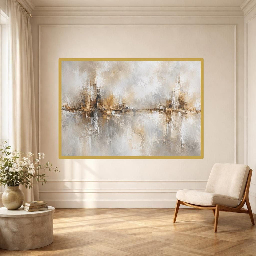 Abstract Gold Canvas Wall Art, Textured Abstract Art Print, Living Room Decor, Ready to Hang