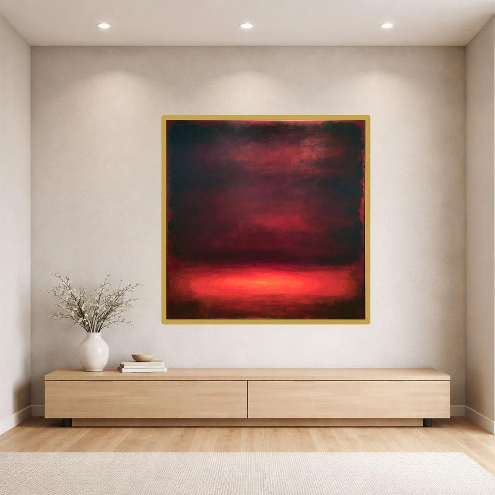 Mark Rothko Red Canvas Print, Minimalist Color Field Wall Art, Living Room Decor, Framed Canvas