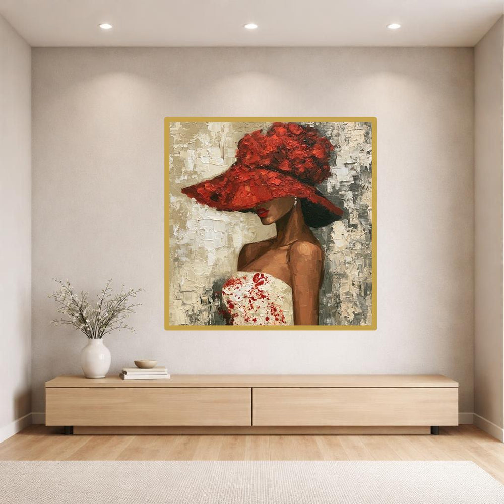 Gothic Red Rose Woman Wall Art Print, Moody Red Rose Portrait, Gothic Bedroom Gallery Decor