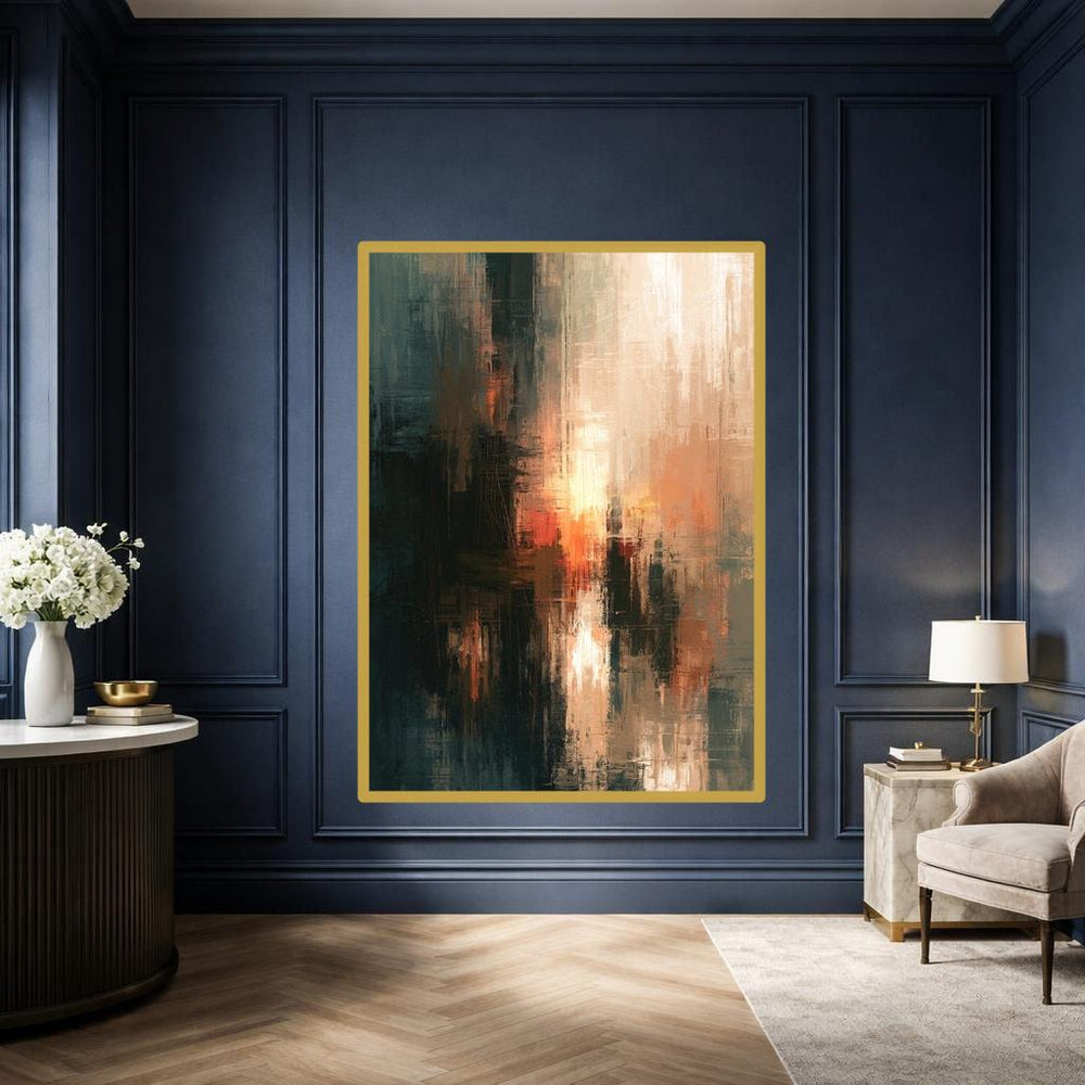 Black Abstract Expressionist Abstract Color Blocks Canvas Wall Art, Abstract Art Print, Living Room Decor, Framed Canvas