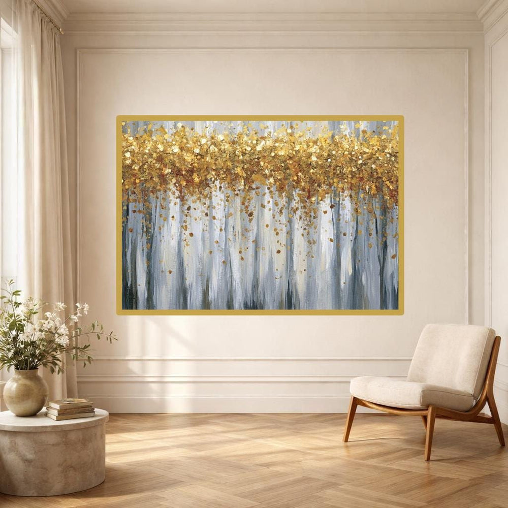 Gold Abstract Textured Gold and Silver Abstract Canvas Print, Abstract Art Print, Living Room Decor, Framed Canvas