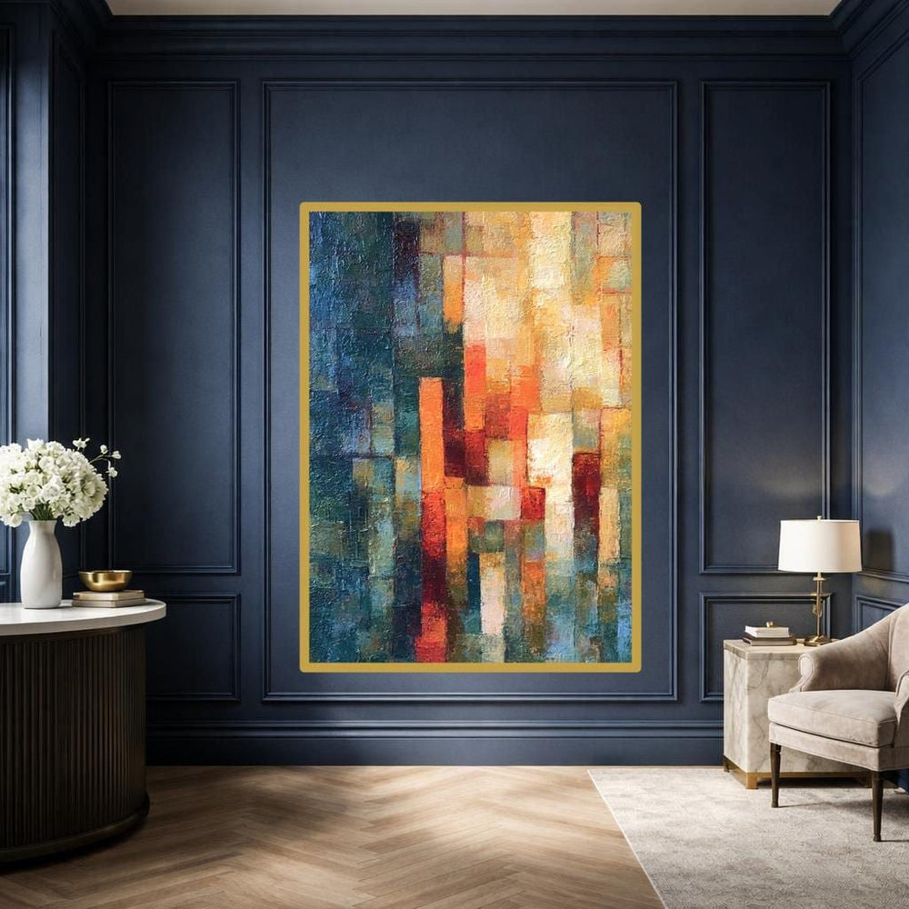Abstract Color Blocks Wall Art Print, Textured Abstract Canvas Art, Living Room Decor, Ready to Hang