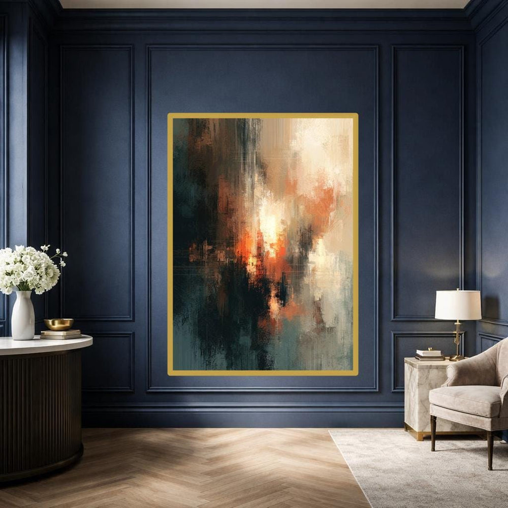 Black Abstract Expressionist Abstract Color Blocks Canvas Print, Abstract Art Print, Living Room Decor, Framed Canvas