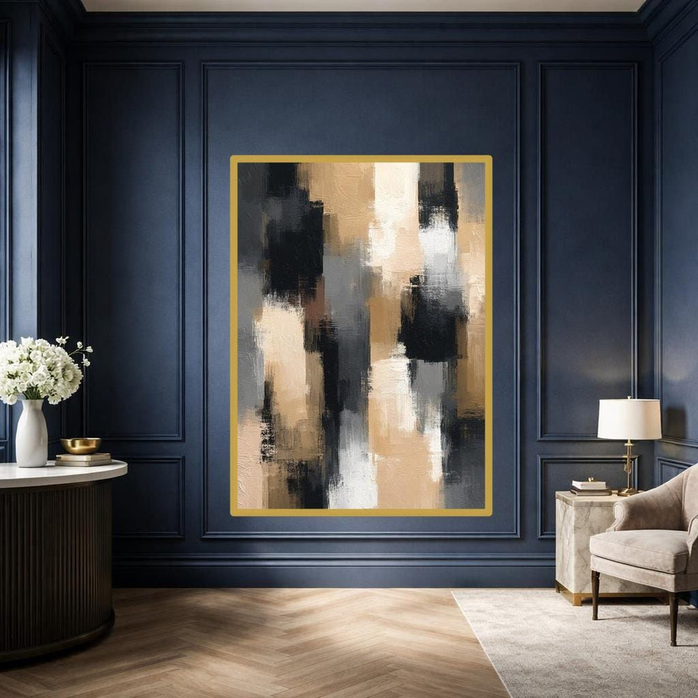 Abstract Color Blocks Canvas Wall Art, Black Textured Abstract Art Abstract Art Print, Living Room Decor, Gallery Wall Art