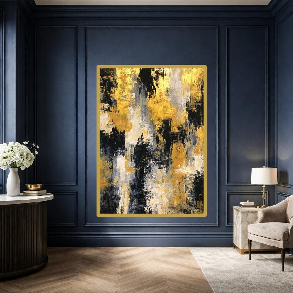 Abstract Gold and Black Canvas Wall Art, Gold Textured Abstract Art Abstract Art Print, Living Room Decor, Gallery Wall Art