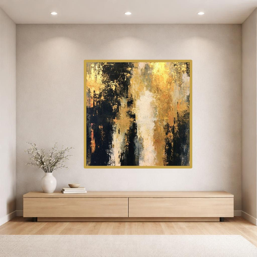 Abstract Gold and Black Canvas Print, Abstract Art Print, Living Room Wall Decor, Ready to Hang