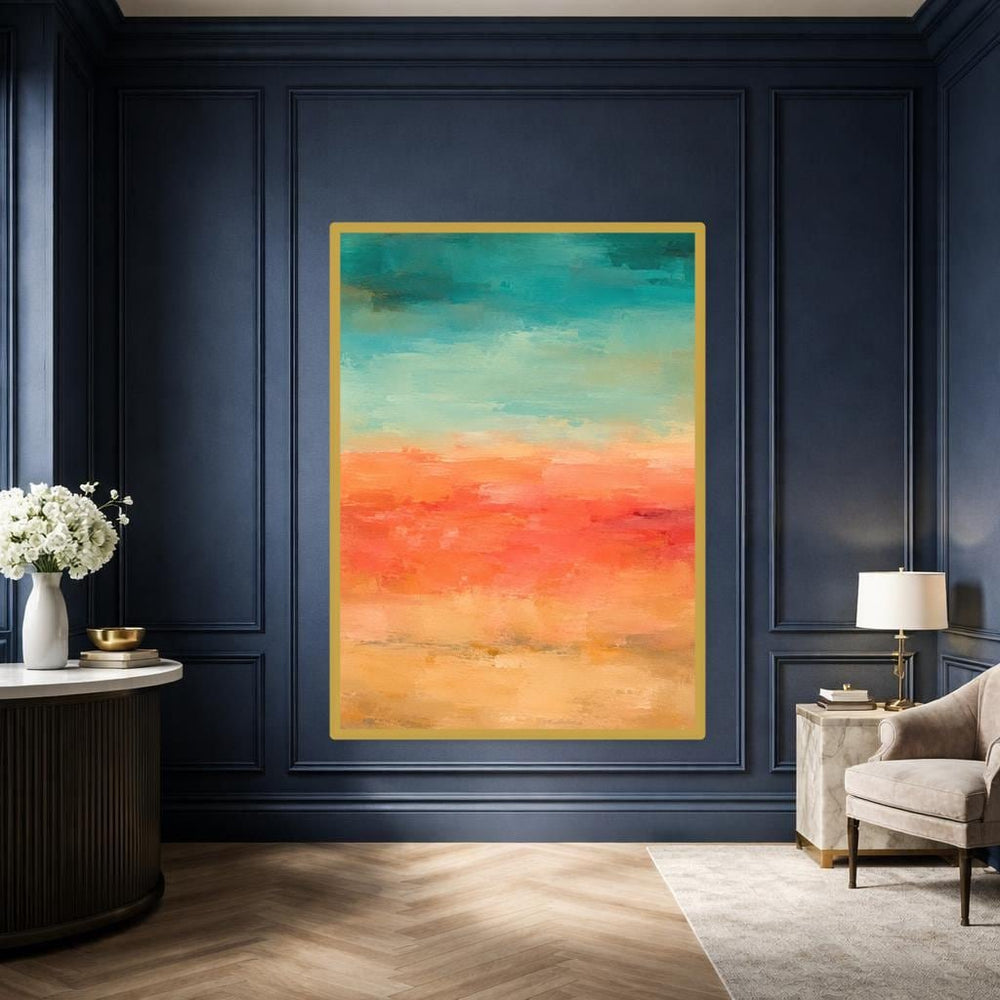 Mark Rothko Teal Canvas Print, Minimalist Color Field Wall Art, Living Room Decor, Framed Canvas