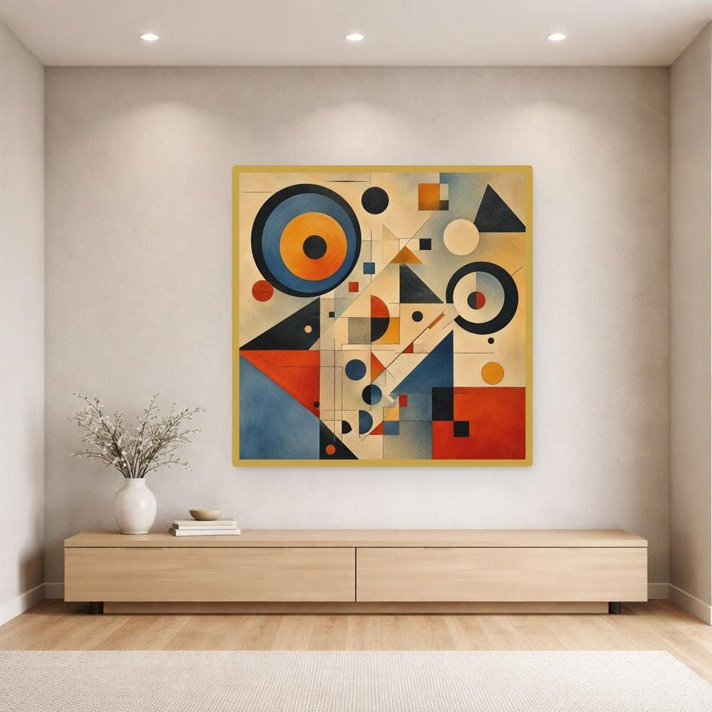 Geometric Abstract Composition Wall Art Print, Modern Abstract Canvas Art, Living Room Decor, Ready to Hang