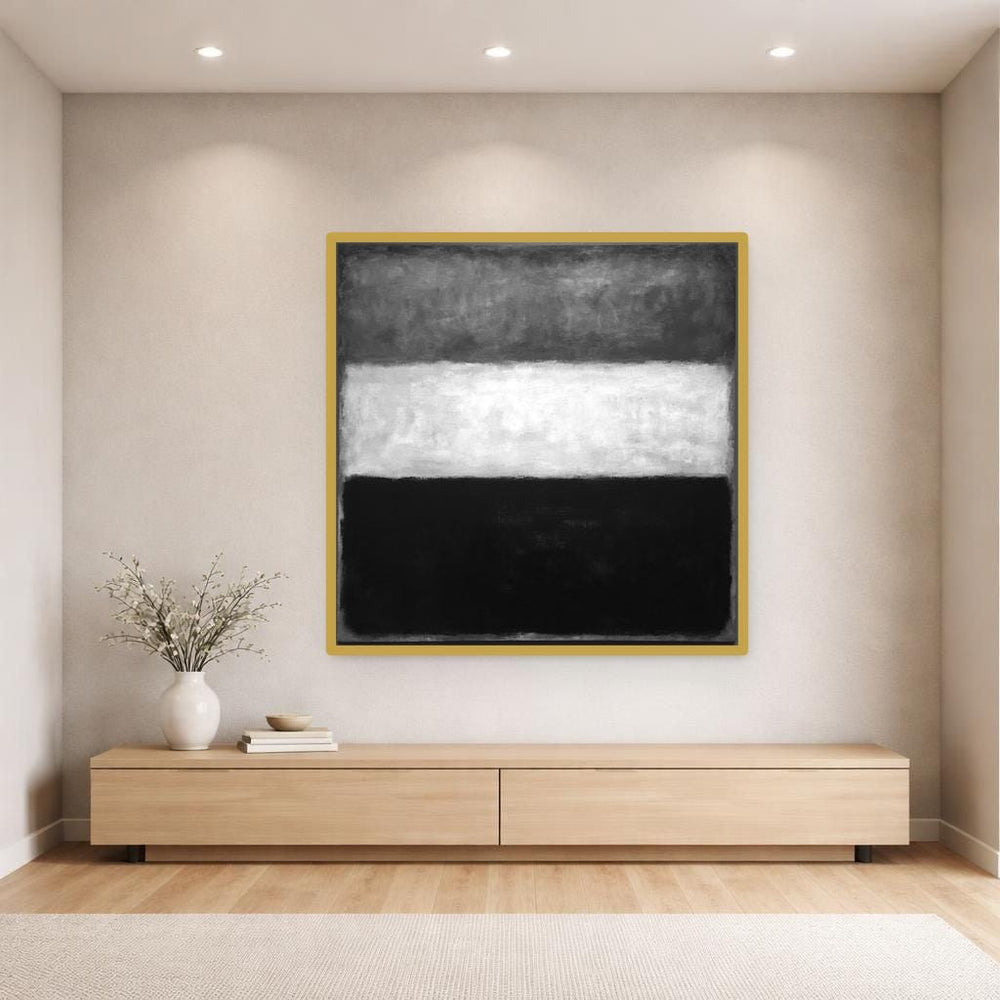 Modern Abstract Black and White Color Field Canvas Wall Art, Color Field Print, Living Room Decor, Framed Canvas