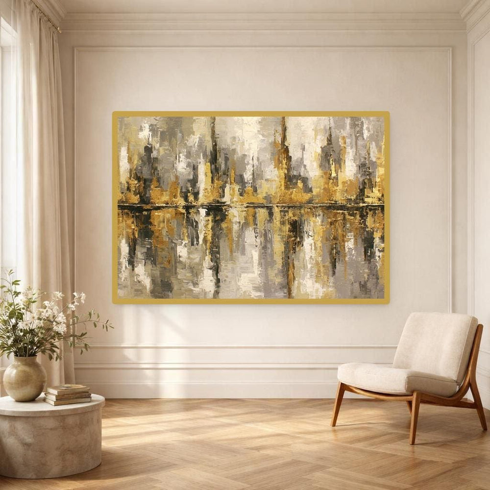 Abstract Gold and Gray Canvas Wall Art, Gold Textured Abstract Art Abstract Art Print, Living Room Decor, Gallery Wall Art
