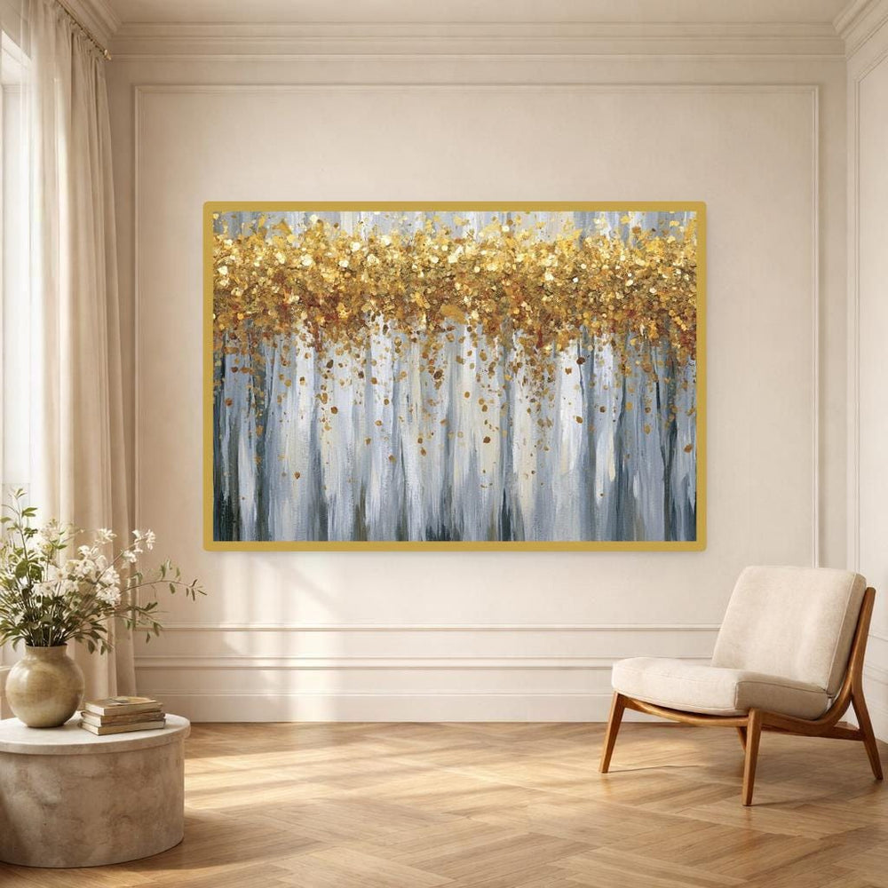 Modern Abstract Gold Canvas Print, Abstract Art Print, Living Room Decor, Framed Canvas