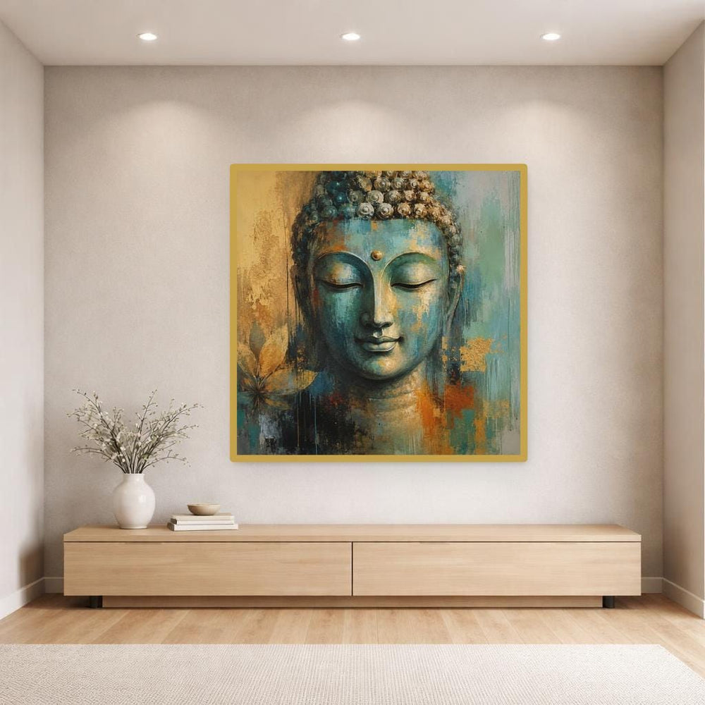 Buddha Face Canvas Wall Art, Meditative Art Print, Prayer Room Decor, Ready to Hang