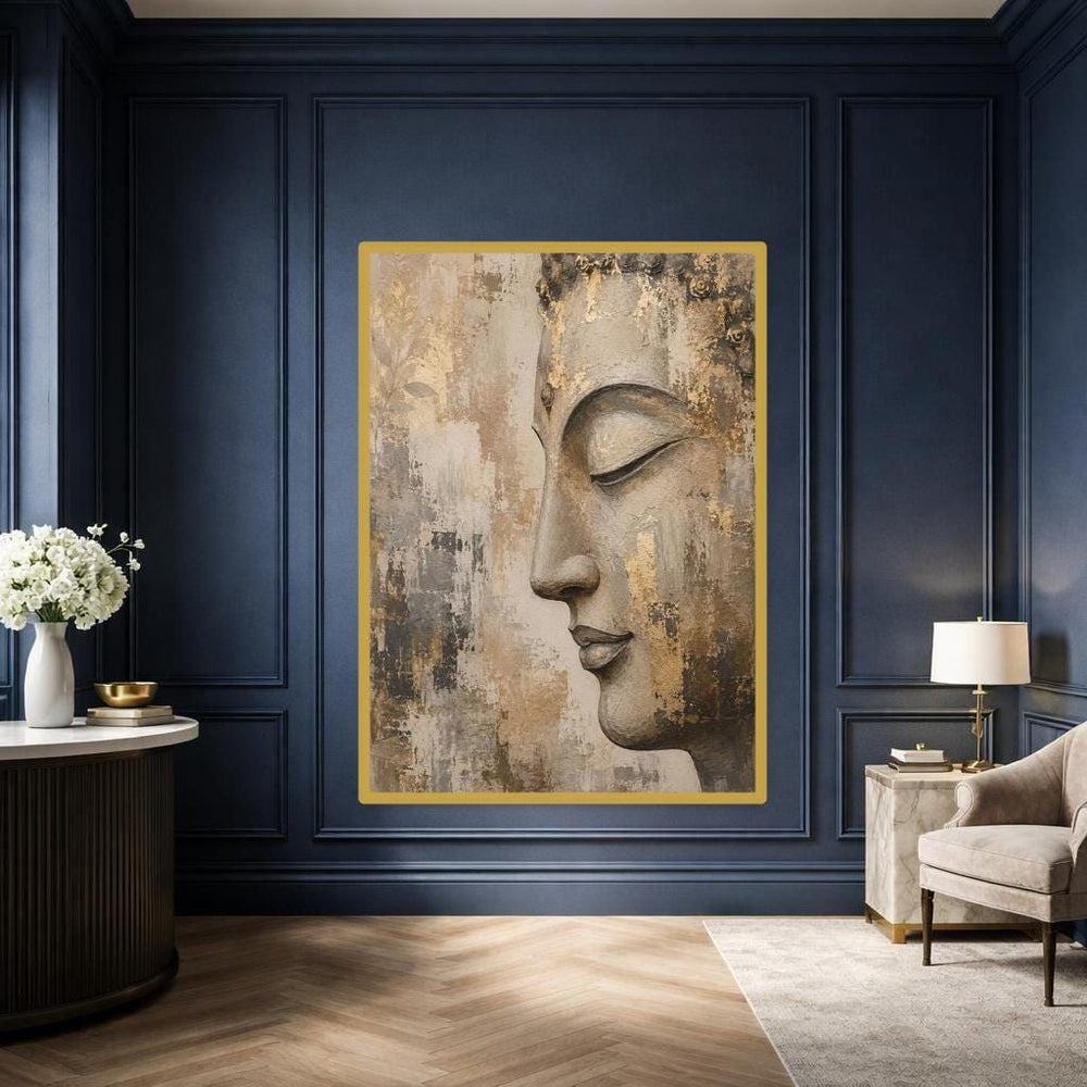 Buddha Face Canvas Print, Buddha Print, Prayer Room Wall Decor, Ready to Hang