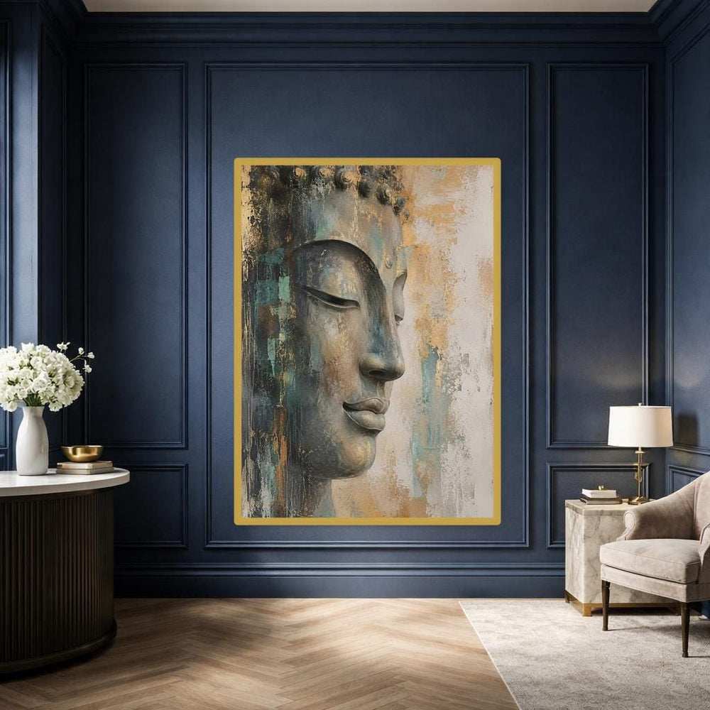 Buddha Face Wall Art Print, Zen Art Canvas Art, Meditation Room Decor, Ready to Hang