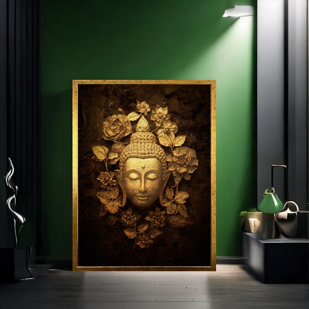 Image 2 of Golden Buddha Serenity Canvas Wall Art Print | Zen Living Room Decor | Statement Piece