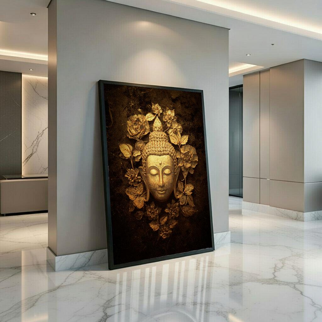 Image 3 of Golden Buddha Serenity Canvas Wall Art Print | Zen Living Room Decor | Statement Piece