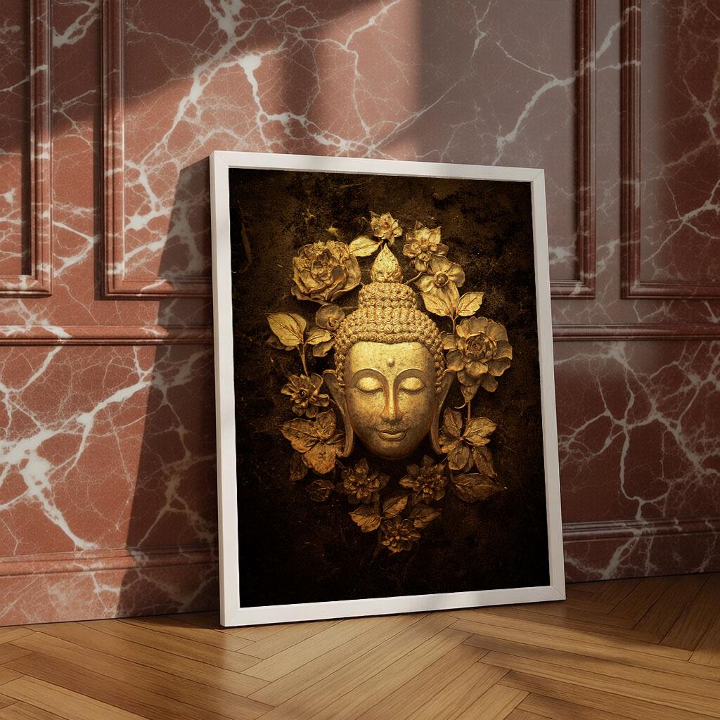 Image 4 of Golden Buddha Serenity Canvas Wall Art Print | Zen Living Room Decor | Statement Piece
