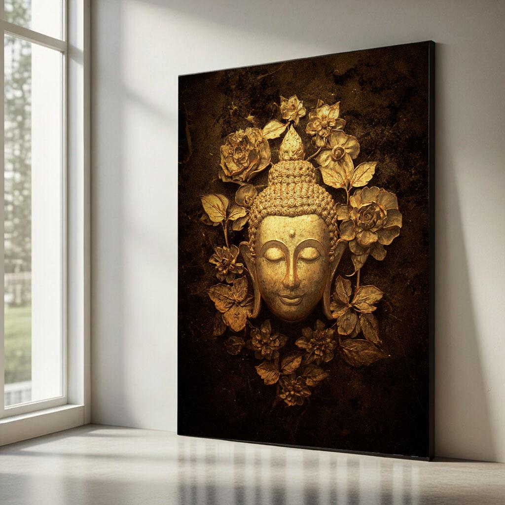 Image 5 of Golden Buddha Serenity Canvas Wall Art Print | Zen Living Room Decor | Statement Piece