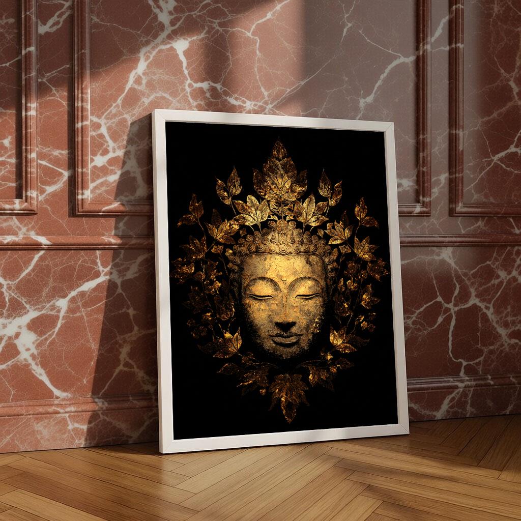 Image 4 of Elegant Buddha Gold Leaf Canvas Wall Art Print | Zen Living Room Decor | Statement Piece