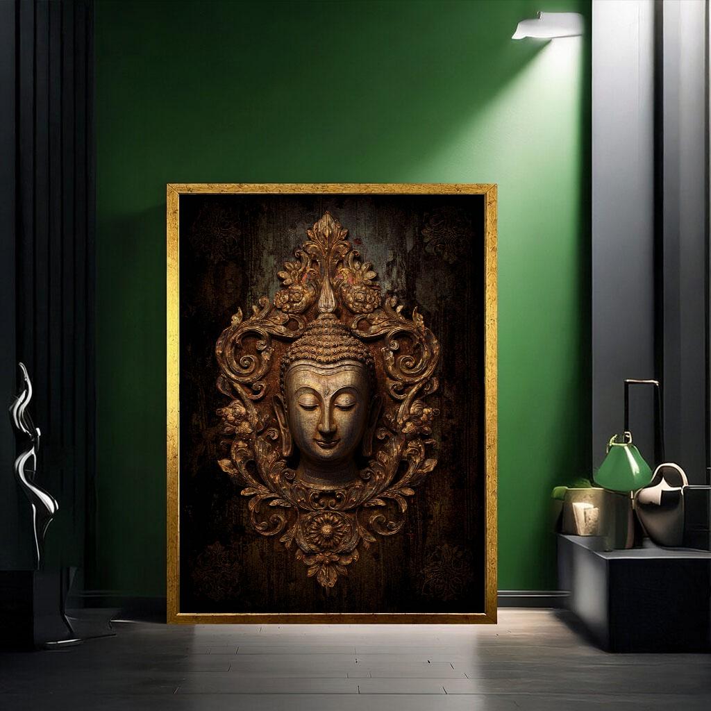 Image 2 of Elegant Buddha Golden Sculpture Canvas Wall Art Print | Zen Living Room Decor | Statement Piece